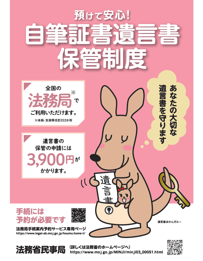 自筆証書遺言書保管制度リーフレット表