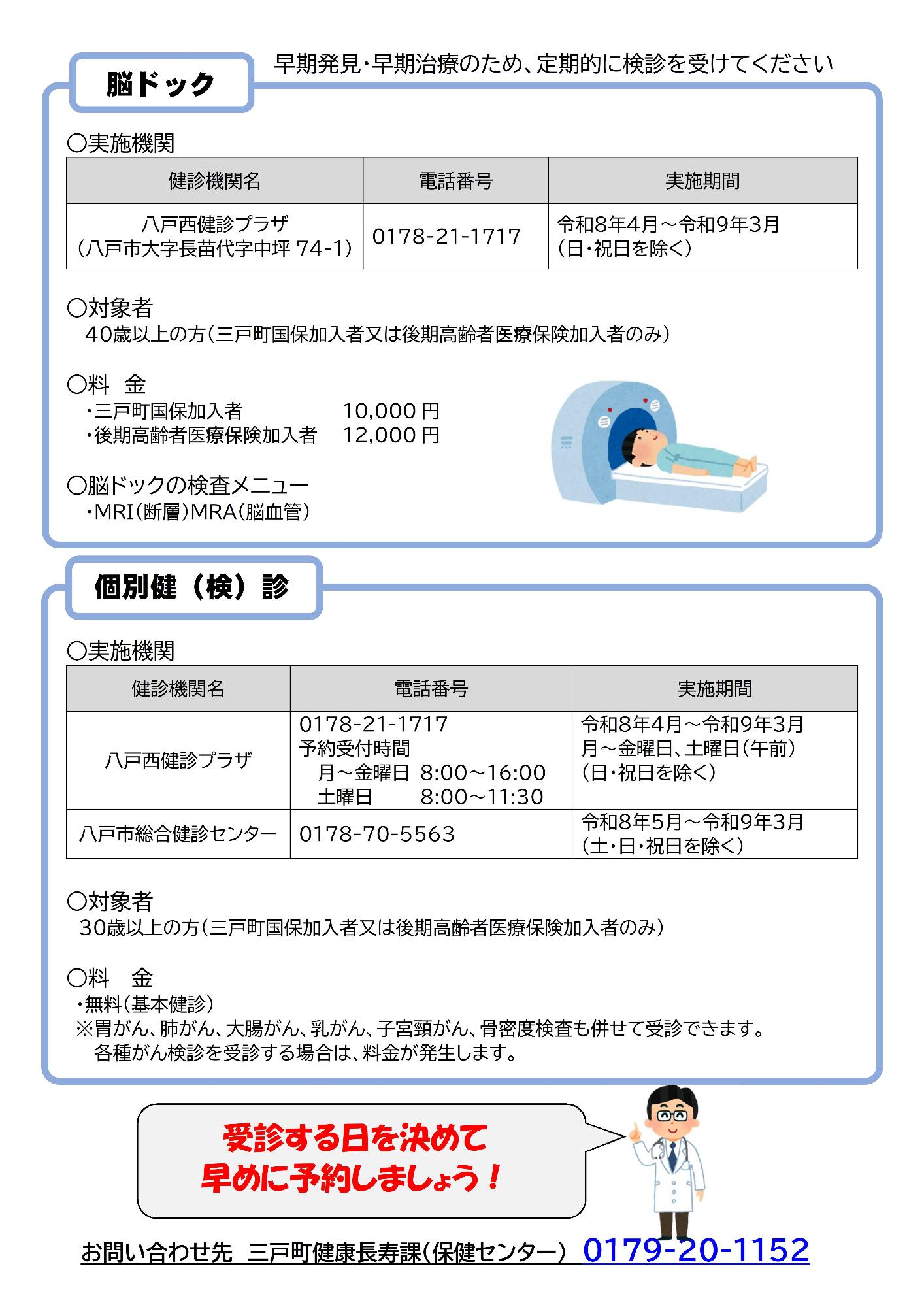 人間ドック案内(裏面)