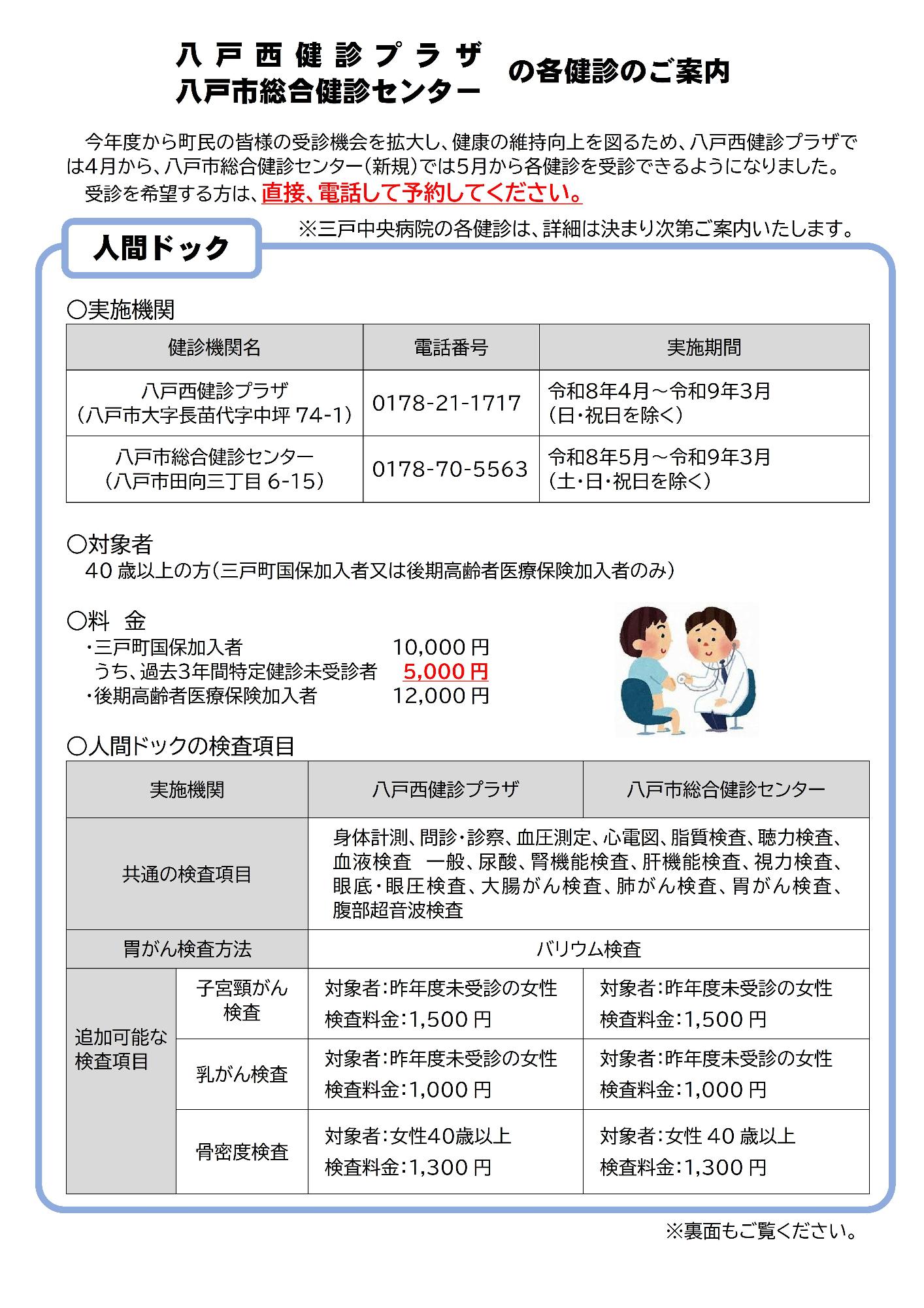 人間ドック案内(表面)