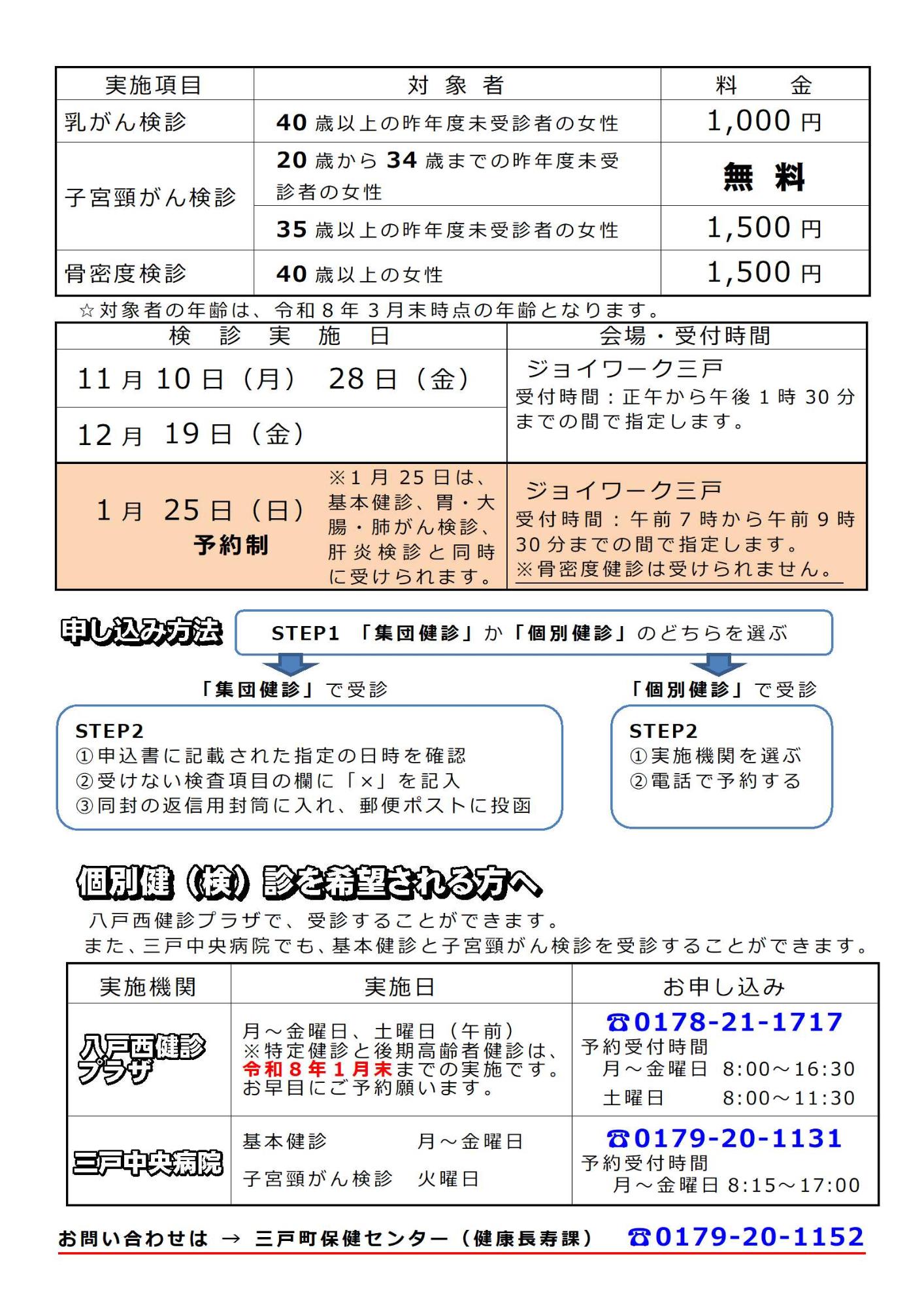特定健診案内(裏面)